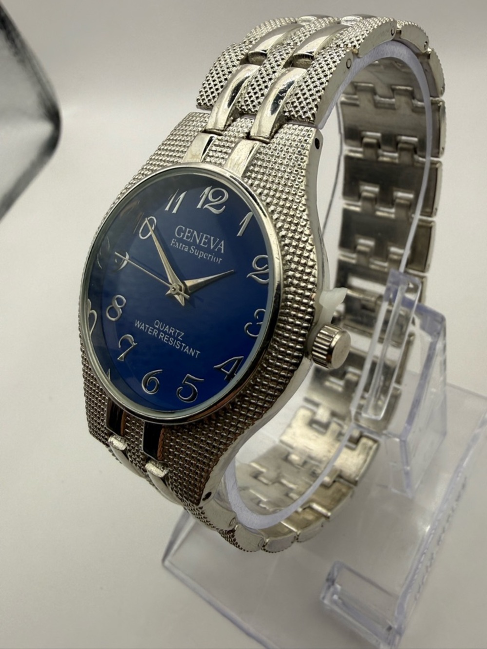 Geneva His & Hers Quartz Movement Watch Set Silver with Blue Dial (New Battery) - Picture 9 of 14